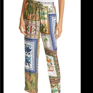 Farm Rio Multi Colored Mixed Scarf Pants